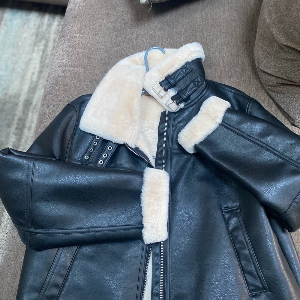 H & M Divided. Ladies Faux Leather Flight Jacket. Size: Large